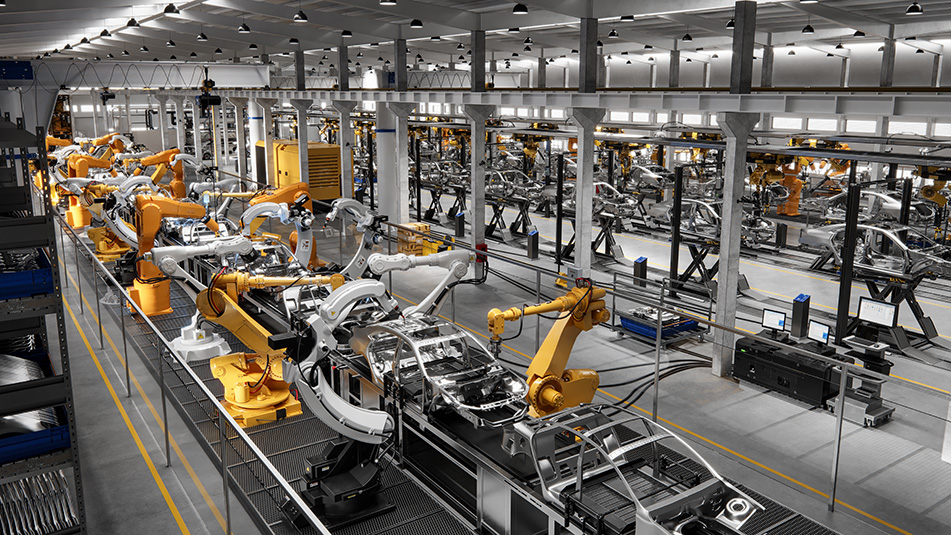 Modern production line of cars