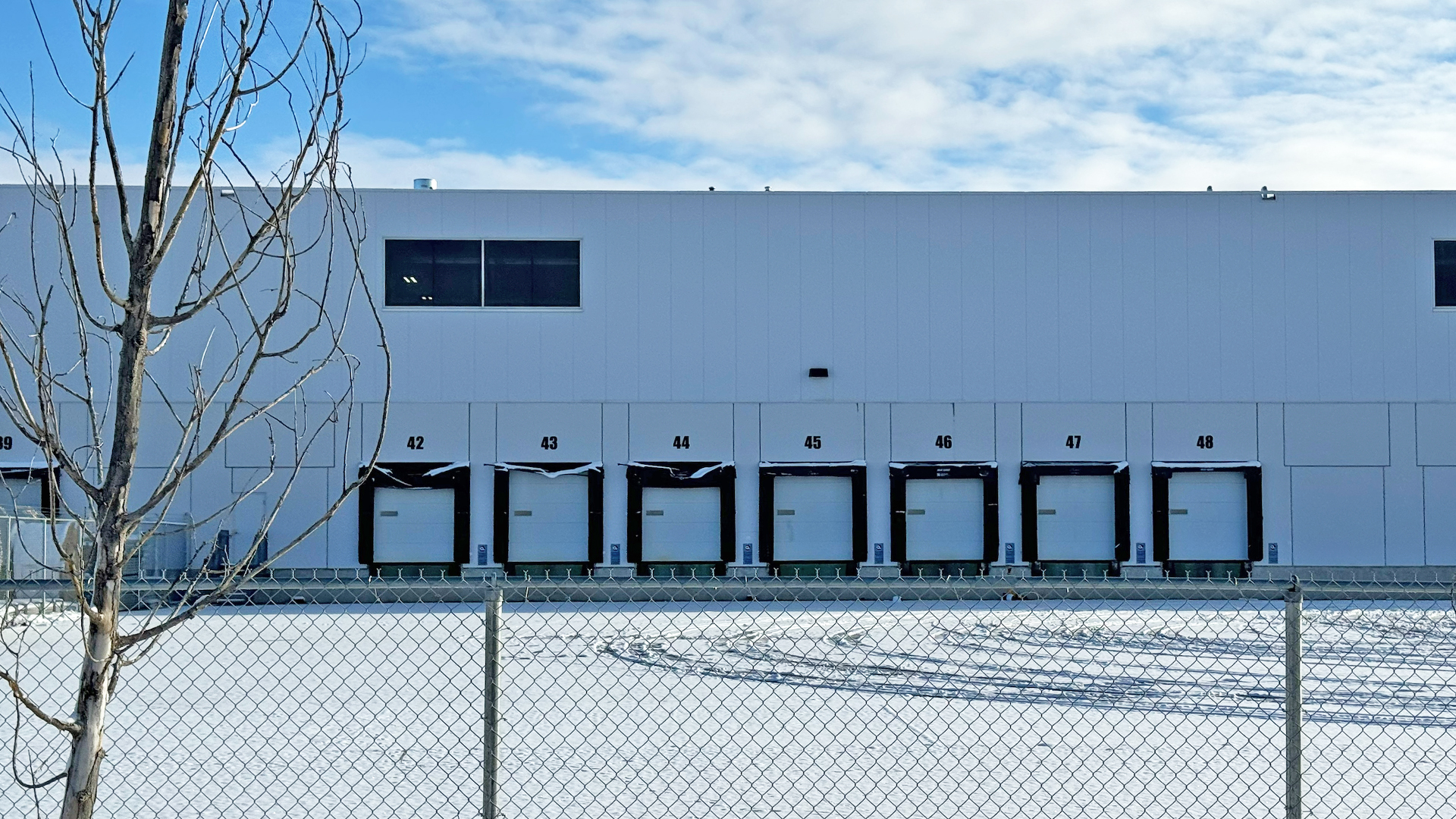 Exterior photo warehouse bay doors