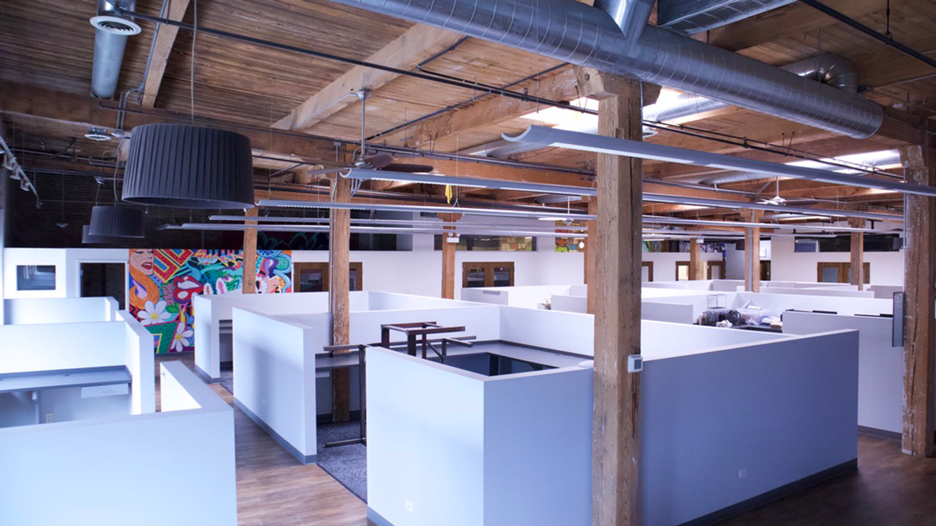 office area at 1455 W hubbard with cubicles  