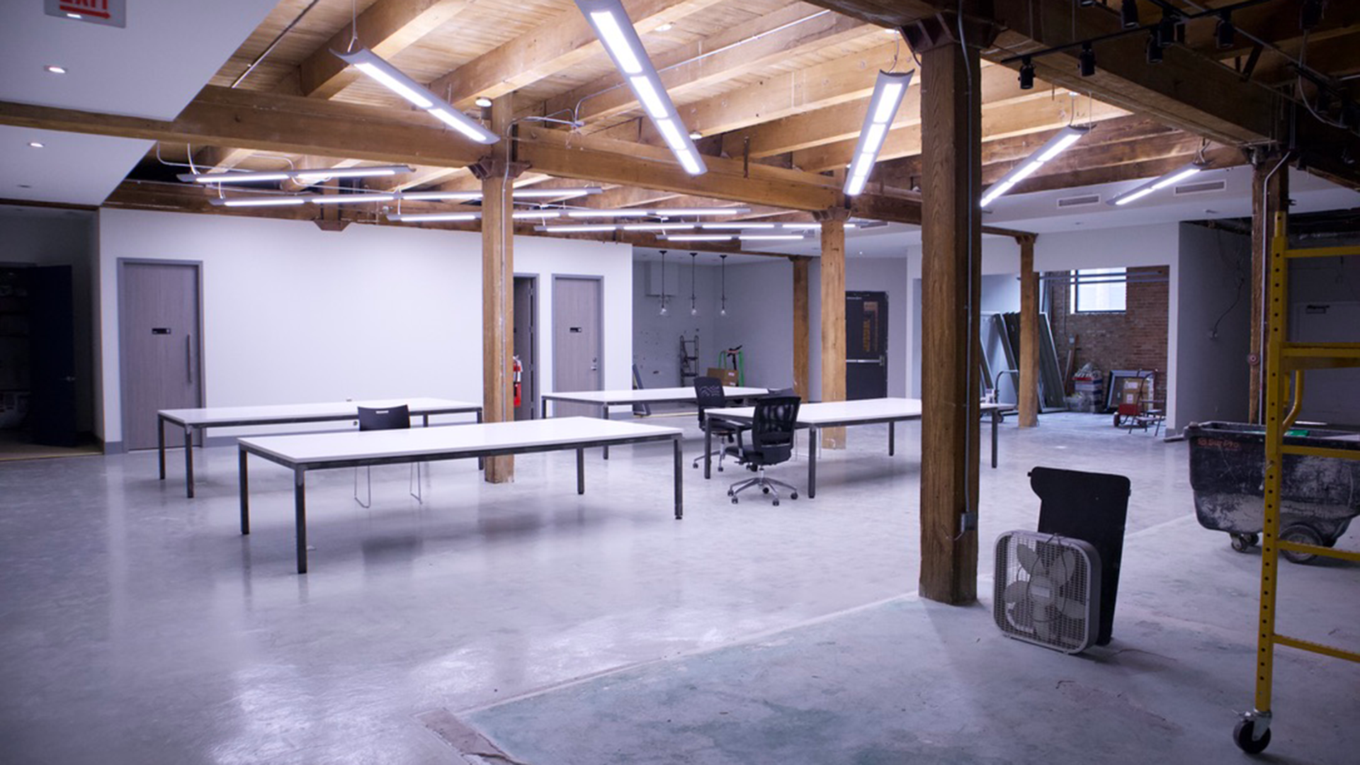 open area with tables at 1455 w hubbard building