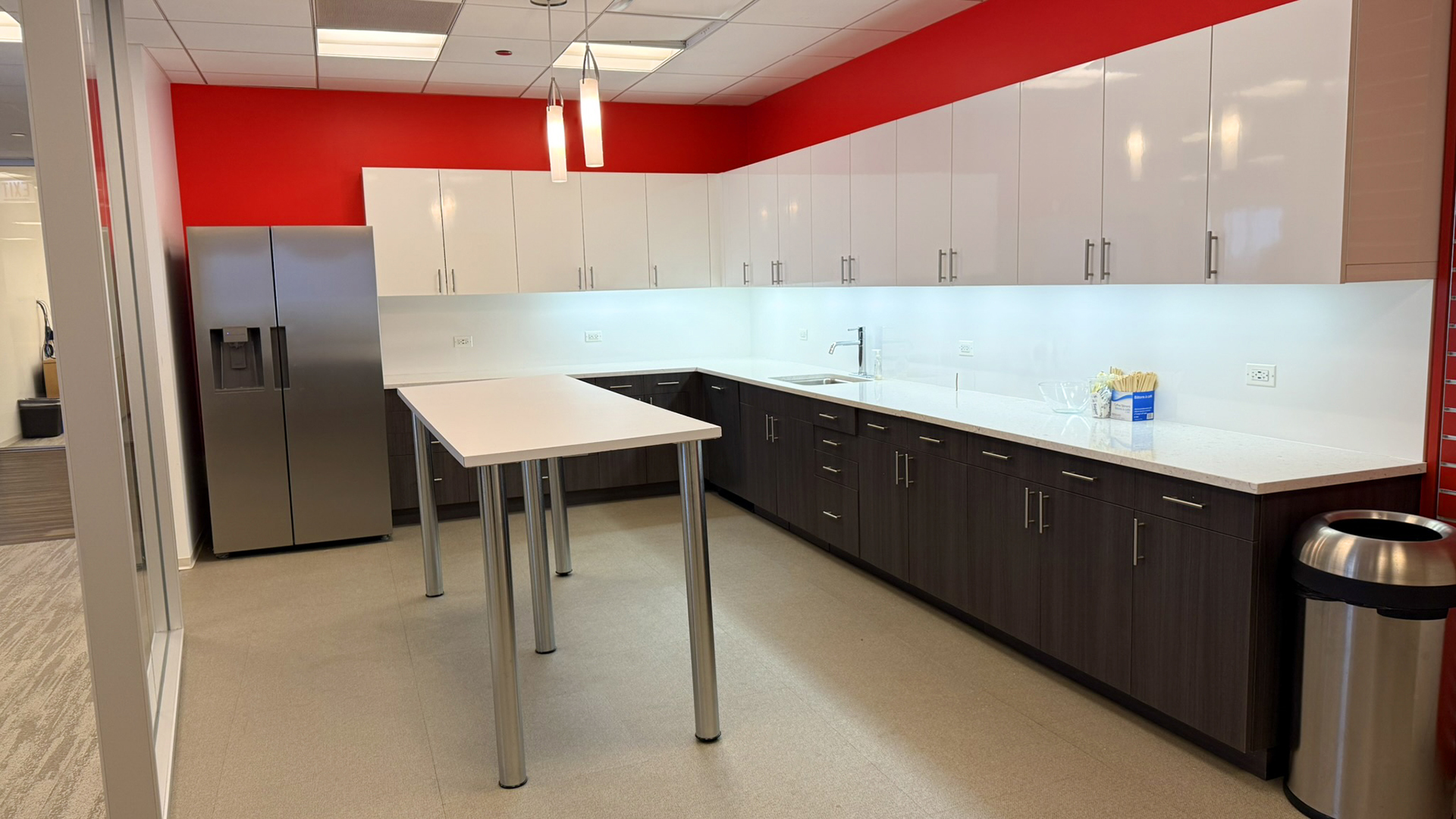 Interior kitchen area with white cabinets at 30 S Wacker 