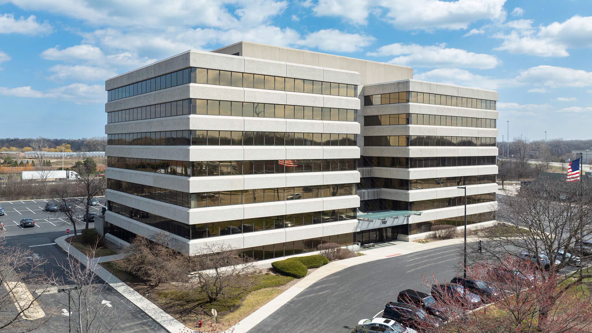 Main exterior shot of side of building at 707 Skokie Blvd