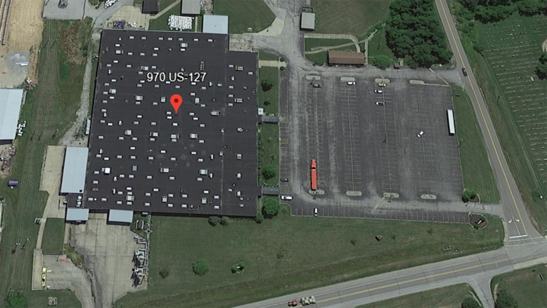 Aerial shot of 970 US Highway operating food production facility