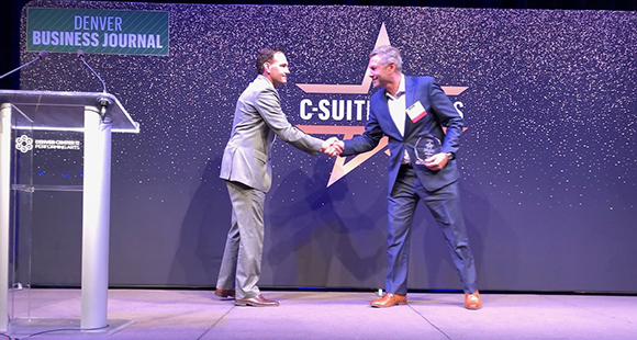 Bill Baldwin accepting the c-suite award 