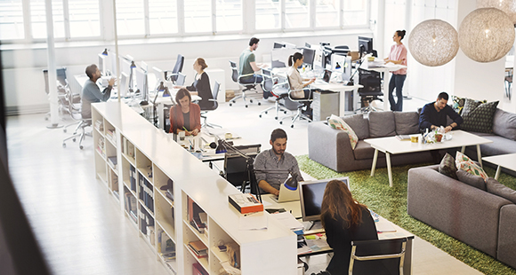 Modern office, open office concept workspace