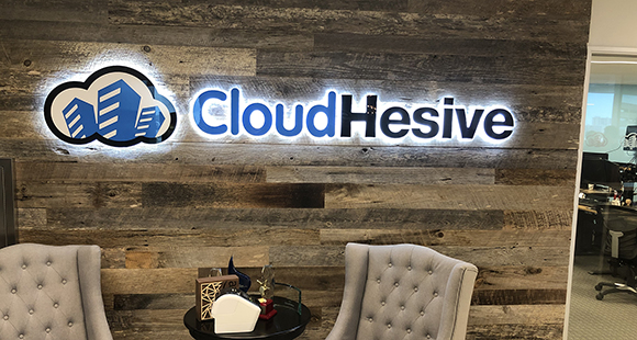 CloudHesive reception area with company logo