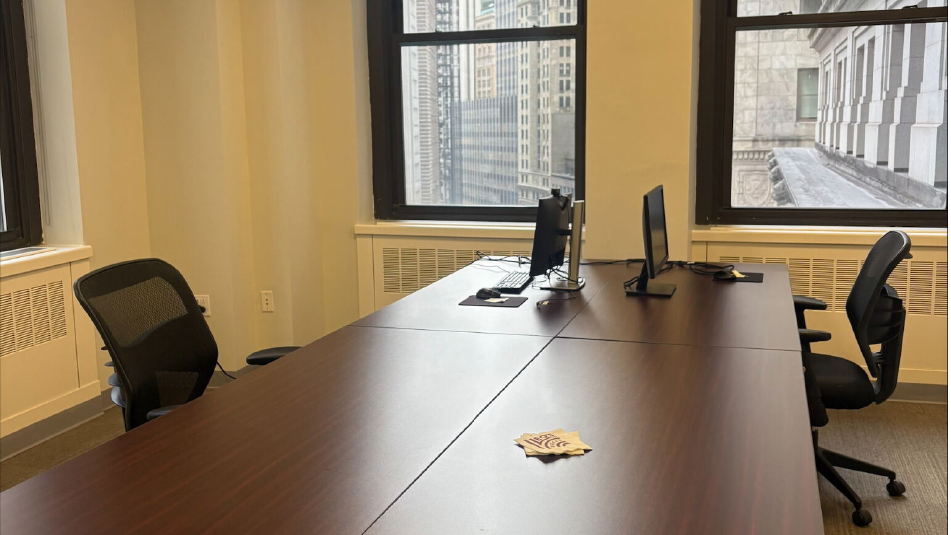 A large conference room with windows at 15 Wall Street, 5th Floor