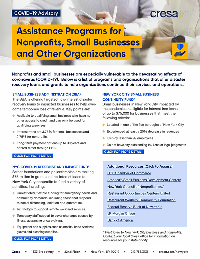 Assistance for Nonprofits and Small Businesses for COVID-19 Recovery