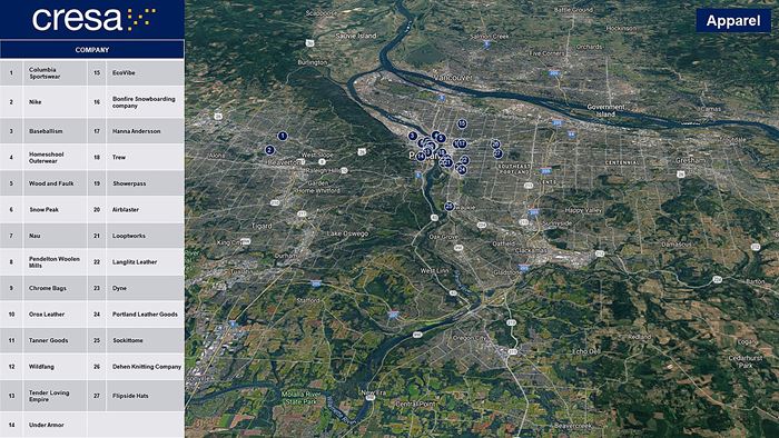 Portland Apparel Industry Map 