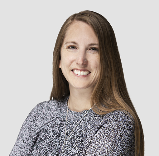 Lady in gray sweater