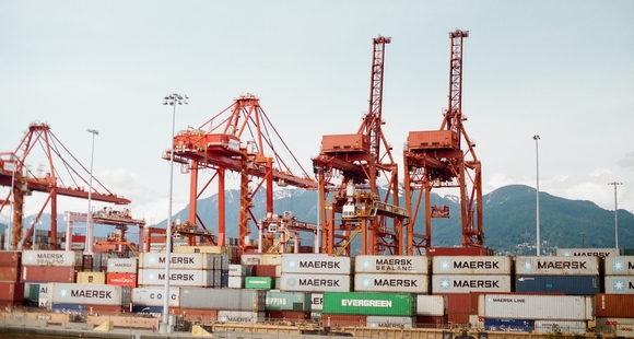 Vancouver port with containers