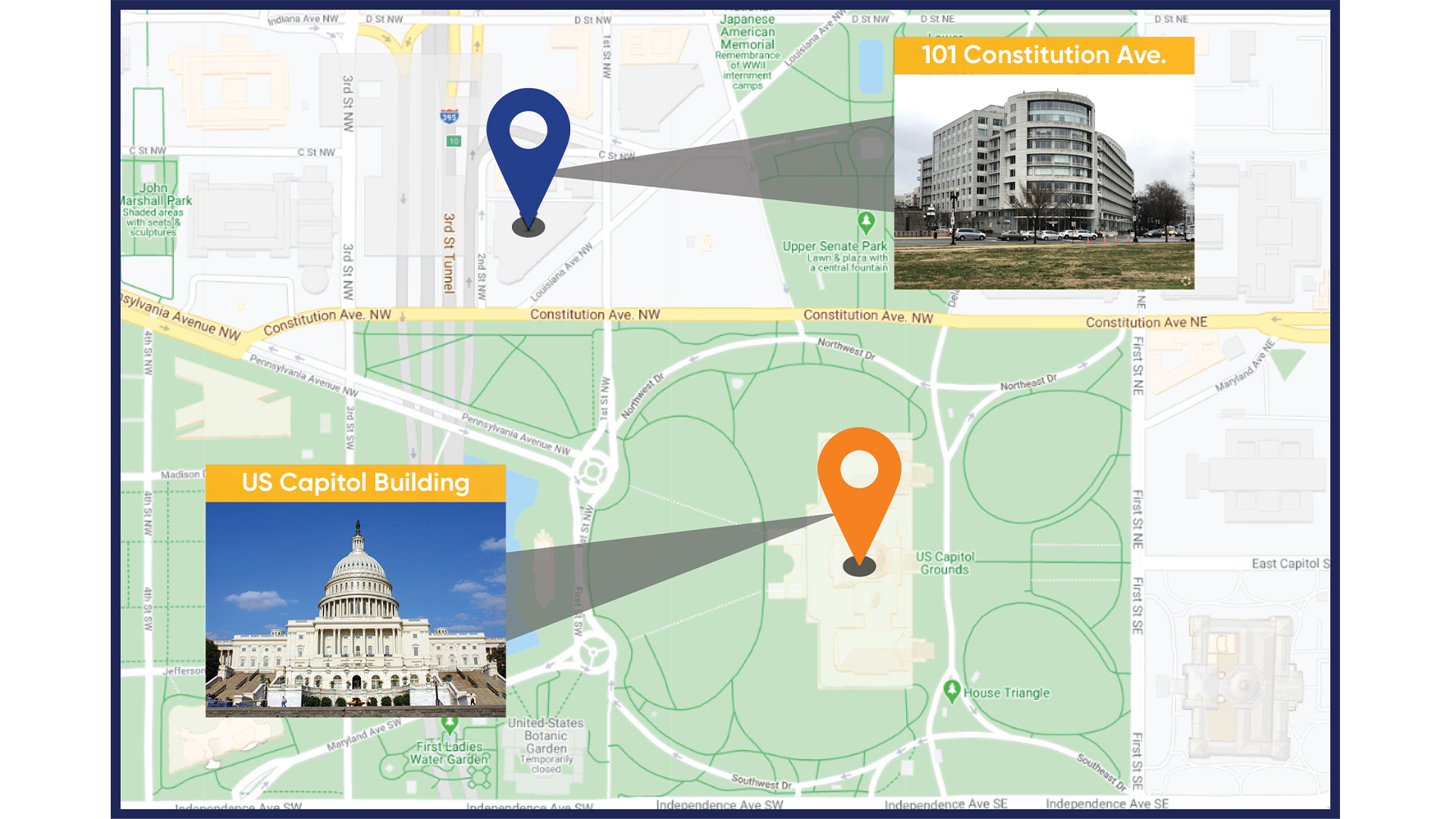 101 Constitution Ave NW - custom map